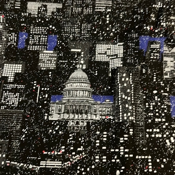 Vintage 1998 Sewing Fabric Rare Glitter and Black Famous Buildings 6 yards - Picture 4 of 10